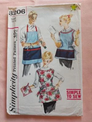 Simplicity 3206 Misses' & Men's Aprons Pattern Size Small 10-12 - Image 1 of 2