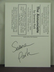 signed by author Severna Park, promotional postcard for her book The Annunciate - Picture 1 of 2