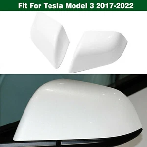 White Pair Side Door Wing Rearview Mirror Cover Cap For Tesla Model 3 2017-2022 - Picture 1 of 6