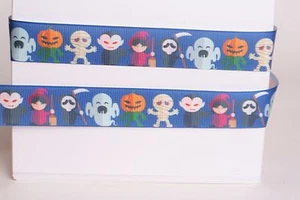 HALLOWEEN MUMMY SPOOKY GHOST 7/8" Grosgrain Ribbon - Various Yards SHIP FROM USA - Picture 1 of 1