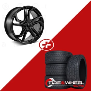 18" Satin Black Wheels W/Tires Fits Volkswagen Golf Jetta Passat - Picture 1 of 4