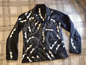Damenjacke schwarz-weiß bestickt mit Doppelknöpfen und Taschen Größe PM - Bild 1 von 19