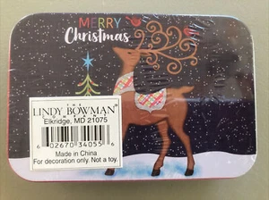 Merry Christmas Gift Card Tin Holder Holiday Reindeer Lindy Bowman New Sealed - Picture 1 of 2
