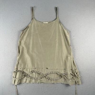 Krista Larson Майка туника один размер шелк зеленый спагетти ремень галстук блузка - Изображение 1 из 4