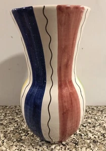 VINTAGE VASE BUNT ITALIEN (D.V.10) AUF SOCKEL SIEHE FOTOS  - Bild 1 von 6