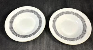 Wedgwood Astor Black on White Group of 2 Rim Soup Bowls 8.25 Inch Diameter - Picture 1 of 8