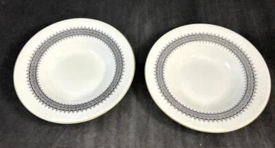 Wedgwood Astor Black on White Group of 2 Rim Soup Bowls 8.25 Inch Diameter - Image 1 of 4