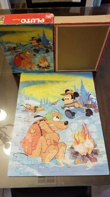 Mickey and Pluto camping PUZZLE Golden 1983 14" x 18" Complete VINTAGE - Image 1 of 4