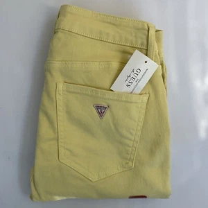 Guess Women’s Super Stretch Mid Rise Skinny Jeans In Yellow Size 25 - Picture 1 of 10