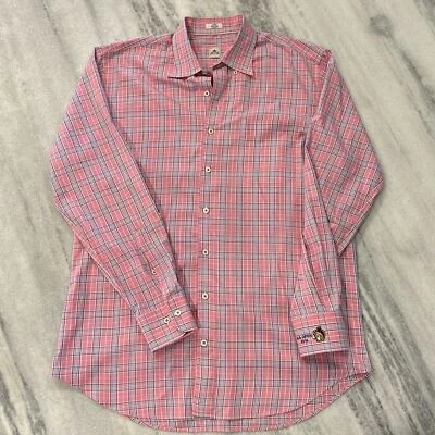 Peter Millar Dress Button Up Shirt size Large Pink Plaid The Country Club 2016 - Image 1 of 4