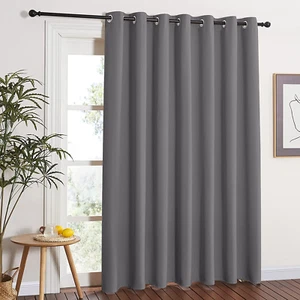 Grey Blackout Patio Sliding Door Curtains 84 Inch Length, Grommet Room Divider T - Picture 1 of 12