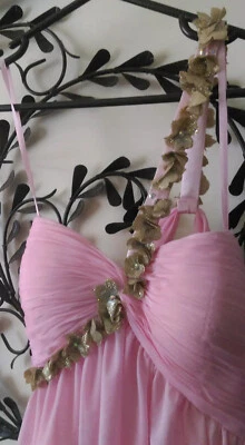 Vintage LAFEMME Ladies Lightweight Polyester Pink Flow Party/Cocktail Dress S 12 - Image 1 of 4