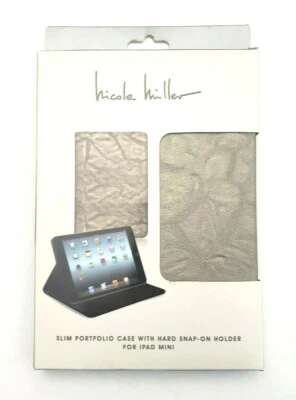 Nicole Miller Slim Apple iPad Mini 1/2/3 Snap-on Portfolio Case Pewter/Black - Image 1 of 4