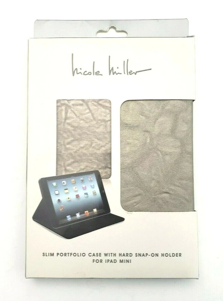 Nicole Miller Slim Apple iPad Mini 1/2/3 Snap-on Portfolio Case Pewter/Black - Image 1 of 4