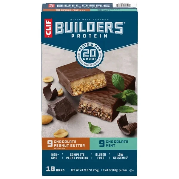 Barra de proteína Clif Builder's, paquete de variedad, 2,40 oz, 18 unidades Foto 1 de 4