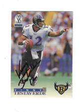 Signed VINNY TESTAVERDE Baltimore Ravens 1996 The Score Board Card #BR1 w/COA