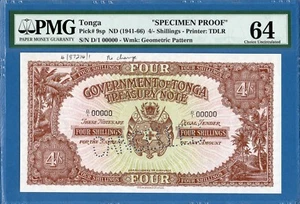 Tonga, 4 Schilling, 00000 probensicher, 1941-66, UNC-PMG64, P9sp - Bild 1 von 2