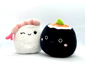 Squishmallows Food Keina Sashimi Sushi &  Shozo Roll Plush 2pcs Combo 5" NWOT - Picture 1 of 9