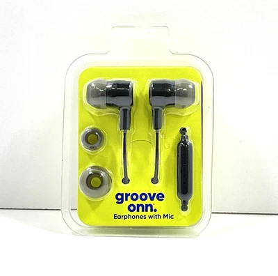 groove onn Black Wired In Ear Earphones Headphones w Mic Music Gaming 3.5 J New - Image 1 of 4