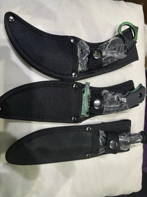 Black Legion 3pc Emerald Cloud Fixed Blade Knife Set CSGO Karambit Huntsman  - Image 1 of 2