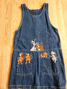 Abito tuta blu denim ricamato Disney Lady the Tramp & Family taglia small - Foto 1 di 8