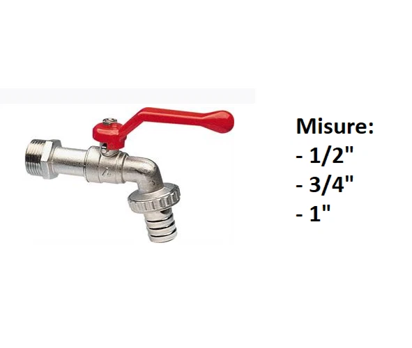 RUBINETTO PORTAGOMMA GIARDINO A SFERA A LEVA ALLUMINIO ESTERNO 1/2 - 3/4 - 1 - Immagine 1 di 1