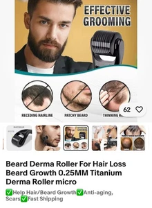 Beard Derma Roller For Hair Loss Beard Growth 0.25MM Titanium Derma Roller 8 - Picture 1 of 4
