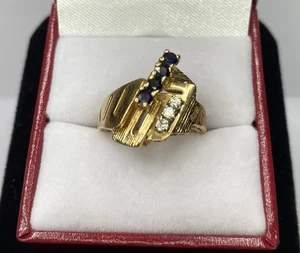 Anillo Estate Retro Moderno Diamante Oro Amarillo 14k Personalizado Raro 6 3/4 - Imagen 1 de 18