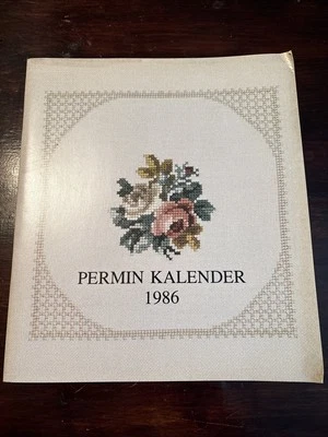 Vintage Permin Kalender Calendar 1986 FLORAL Cross Stitch Patterns Danish - Image 1 of 4
