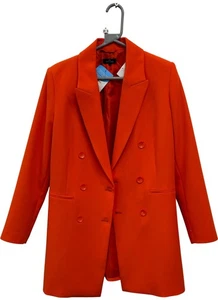 Next Tailoring Women's Double-Breasted Orange Blazer Size 12 UK 6156 - Picture 1 of 8