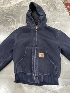 Carhartt Jacket Youth Size S (6/7) Navy Blue Canvas Full Zip Quilted inside Boys - Picture 1 of 8