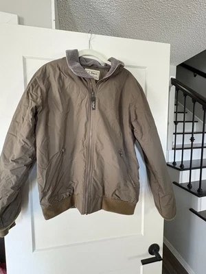 VTG LL Bean Mens Olive Green Fleece Lined Full Zip Warm Up Jacket Sz Small* - Image 1 of 4