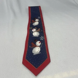 Cool Yule Hallmark Rojo Azul Navidad Vacaciones Muñeco de Nieve Copo de Nieve Hombre Corbata de Seda - Imagen 1 de 5