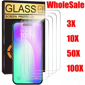 For iPhone 17 16 Pro Max 15 14 13 Wholesale Bulk Tempered Glass Screen Protector - Picture 1 of 13
