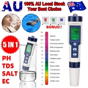Waterproof Digital PH Tester TDS EC Salinity Temperature Pen Hydroponic Testing - Picture 1 of 11