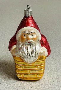 Vintage Christopher Radko Santa In The Chimney Christmas Ornament Golden Orange - Picture 1 of 6
