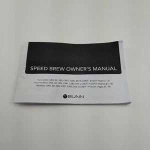BUNN CSB3T Speed Brew Platinum Thermal Coffee Maker Owner's Manual replacement - Picture 1 of 3