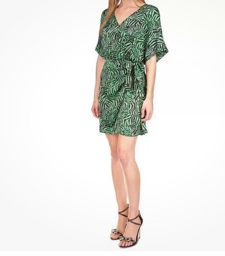 Abito MICHAEL Kors Stampa finto avvolgente taglia grande usa unata volta verdelente!