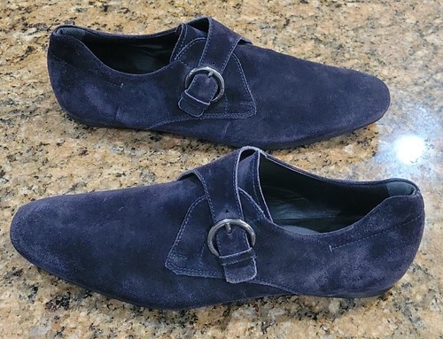 TOD’S Scarpe alla moda abito Tod's da uomo blu pelle scamosciata blu camoscio scarpe basse fibbia 10 5 11 5
