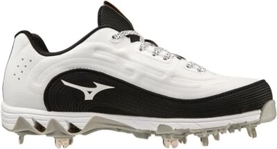 Botín de softbol Mizuno para mujer 9 Spike Swift 8 bajo de metal, negro/blanco - talla 8 nuevo en caja Foto 1 de 4