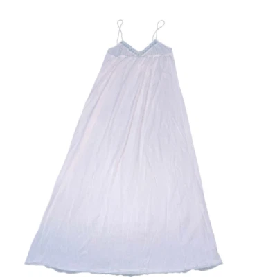 Mary McFadden Womens Size Medium Maxi Slip Dress Lingerie V Neck Lace Light Pink - Image 1 of 4