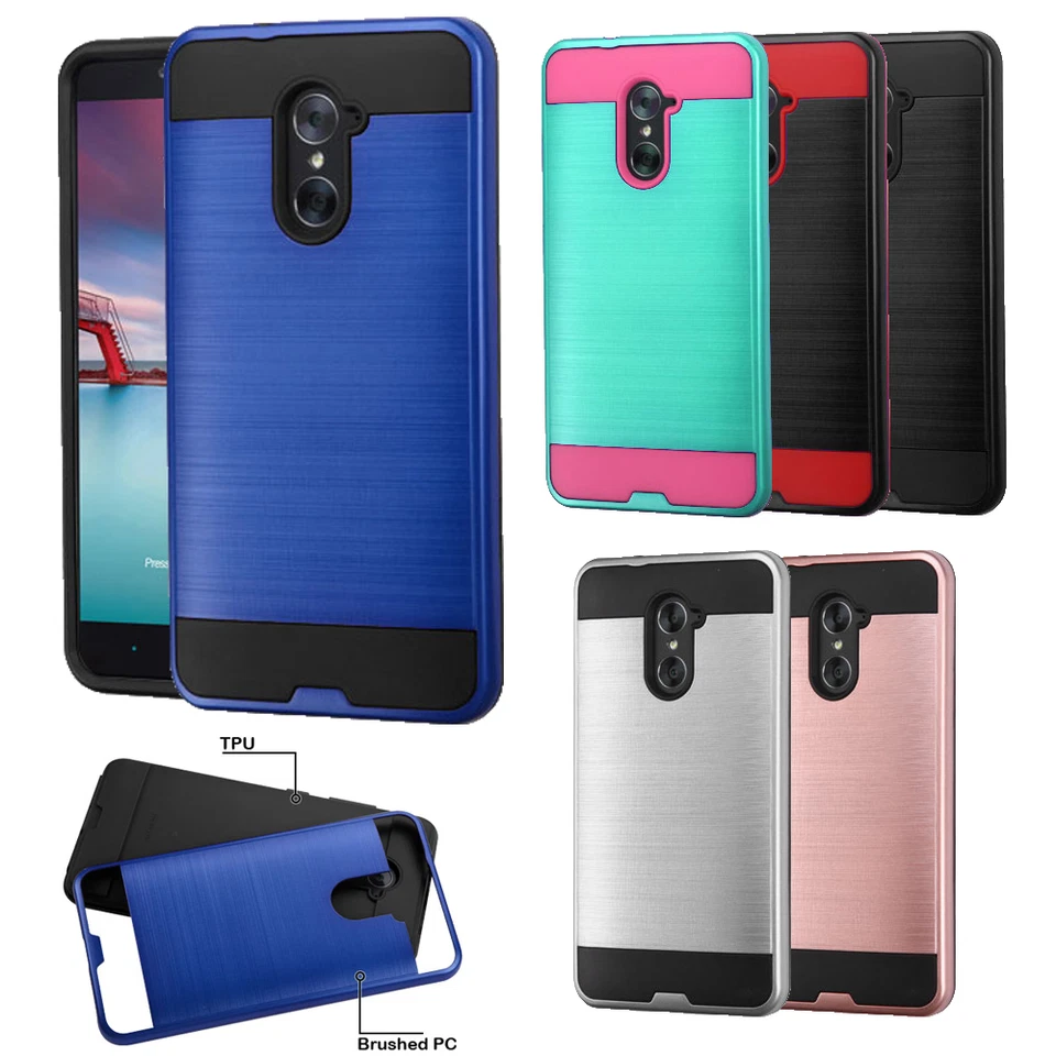 Funda con textura metálica cepillada + cubierta de piel para ZTE Max Duo LTE Z963VL Kirk Z963U Foto 1 de 1