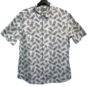 M&S Short Sleeved Shirt White & Black Pineapple Shirt Size XL Chest 50” - Picture 1 of 13