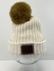 Love Your Melon Cuffed Beige / Cream Knit w/ Brown Removable Pom - Hat Beanie