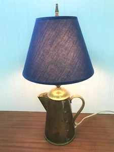 Vintage Brass Copper Rustic Table Lamp Pitcher - Picture 1 of 12