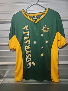 Oz Designs Australia Green Yellow Short Sleeve Soccer Jersey Size Medium - Picture 1 of 6