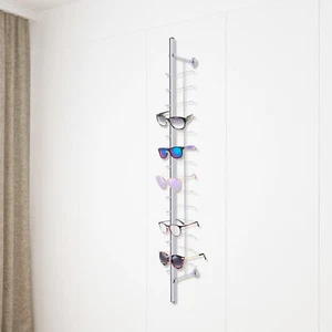 10x Eyeglass Display Rod Rack Aluminium Wall-Mounted Sunglasses Storage Frame US - Picture 1 of 11