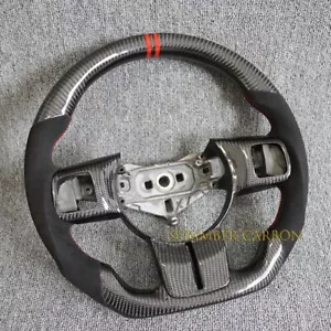 100% Real Carbon Fiber Suede Steering Wheel For Jeep Wrangler JK 2011-17 - Picture 1 of 4