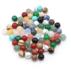 Wholesale 50pcs 10mm Assorted Natural Mixed Stone Round Ball No Hole Beads - Picture 1 of 12
