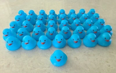 40 Blue Squeaky GLOW IN THE DARK 2" Rubber Ducky Duckies Gender Reveal Baby Boy - Image 1 of 4